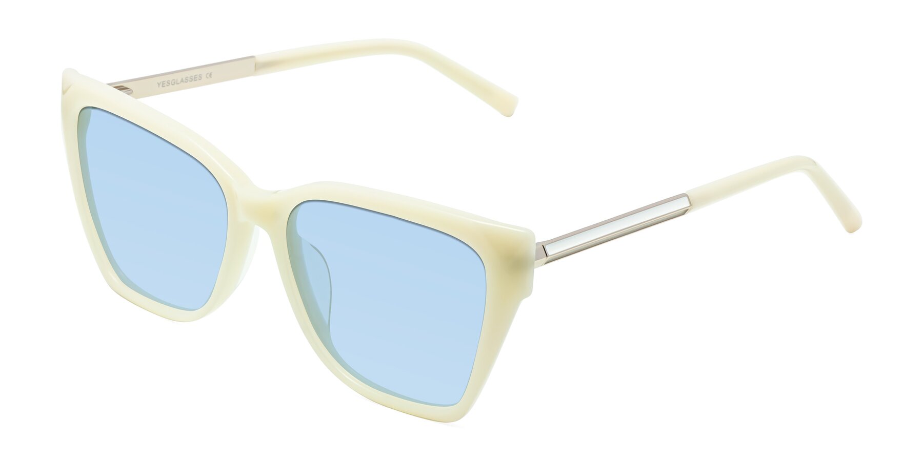 Angle of Swartz in Ivory with Light Blue Tinted Lenses