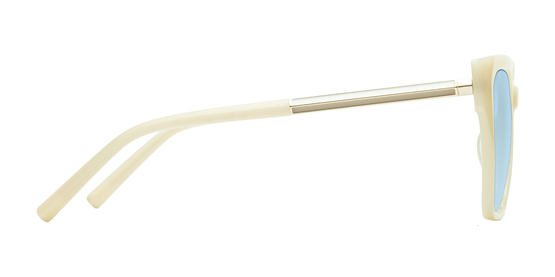 Side of Swartz in Ivory with Light Blue Tinted Lenses