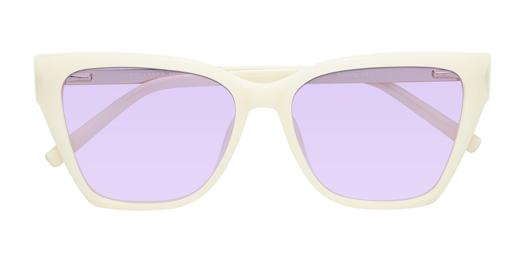 Folded Front of Swartz in Ivory with Light Purple Tinted Lenses