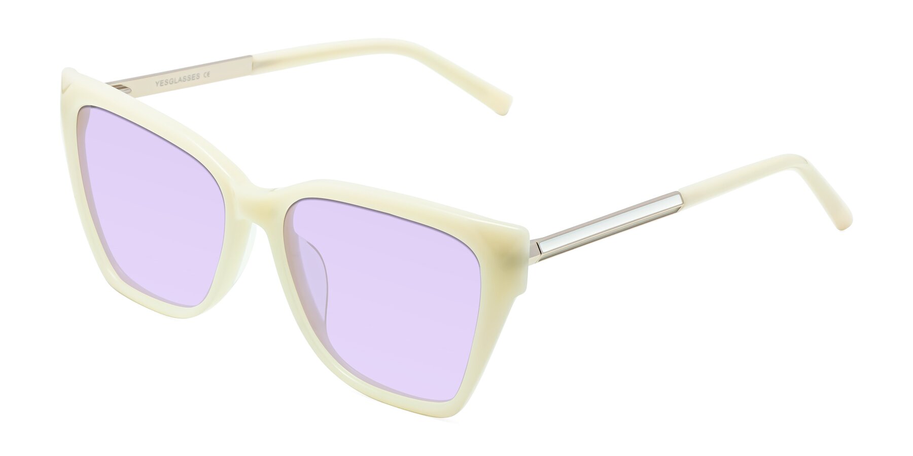 Angle of Swartz in Ivory with Light Purple Tinted Lenses