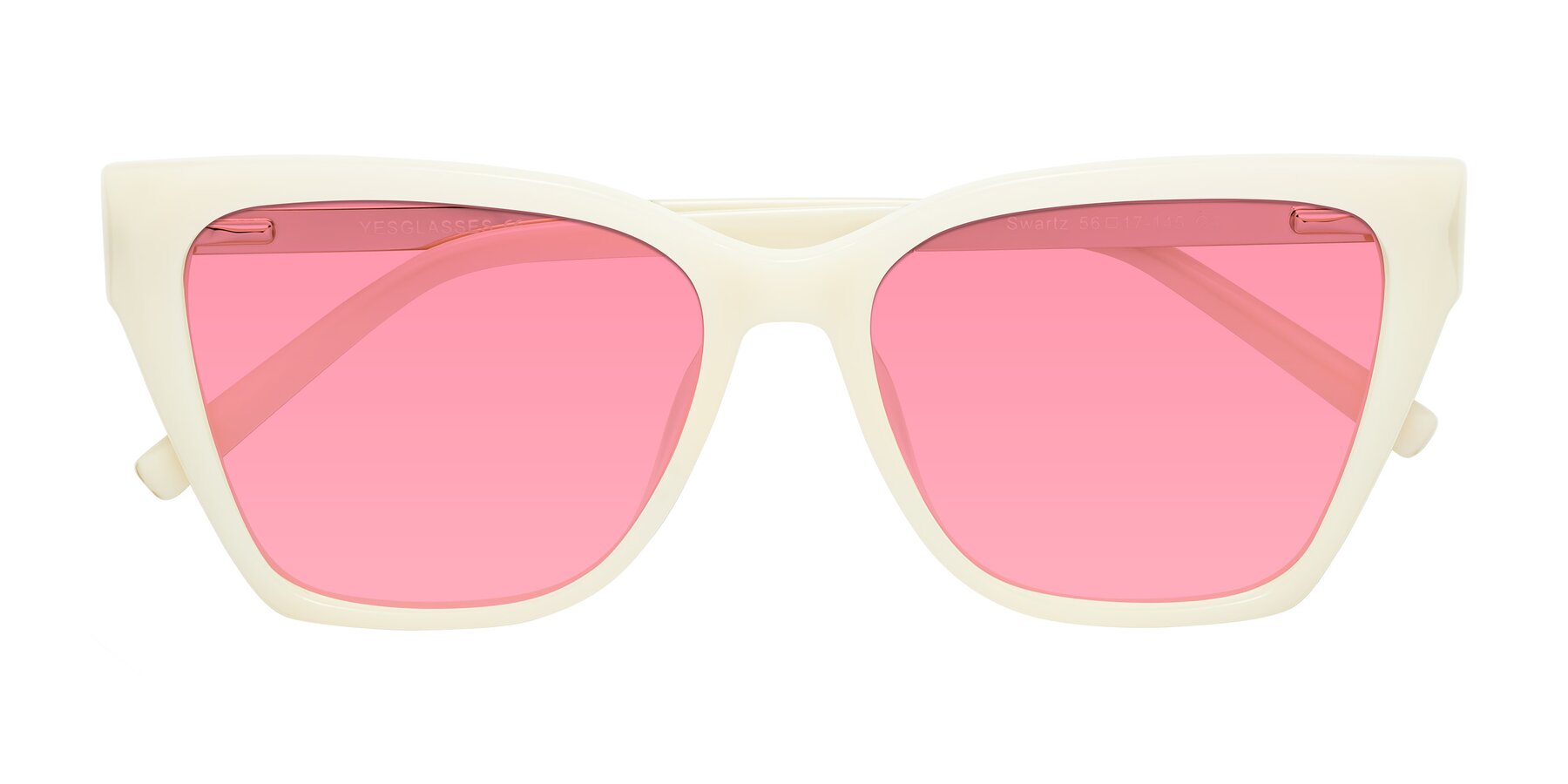 Folded Front of Swartz in Ivory with Pink Tinted Lenses