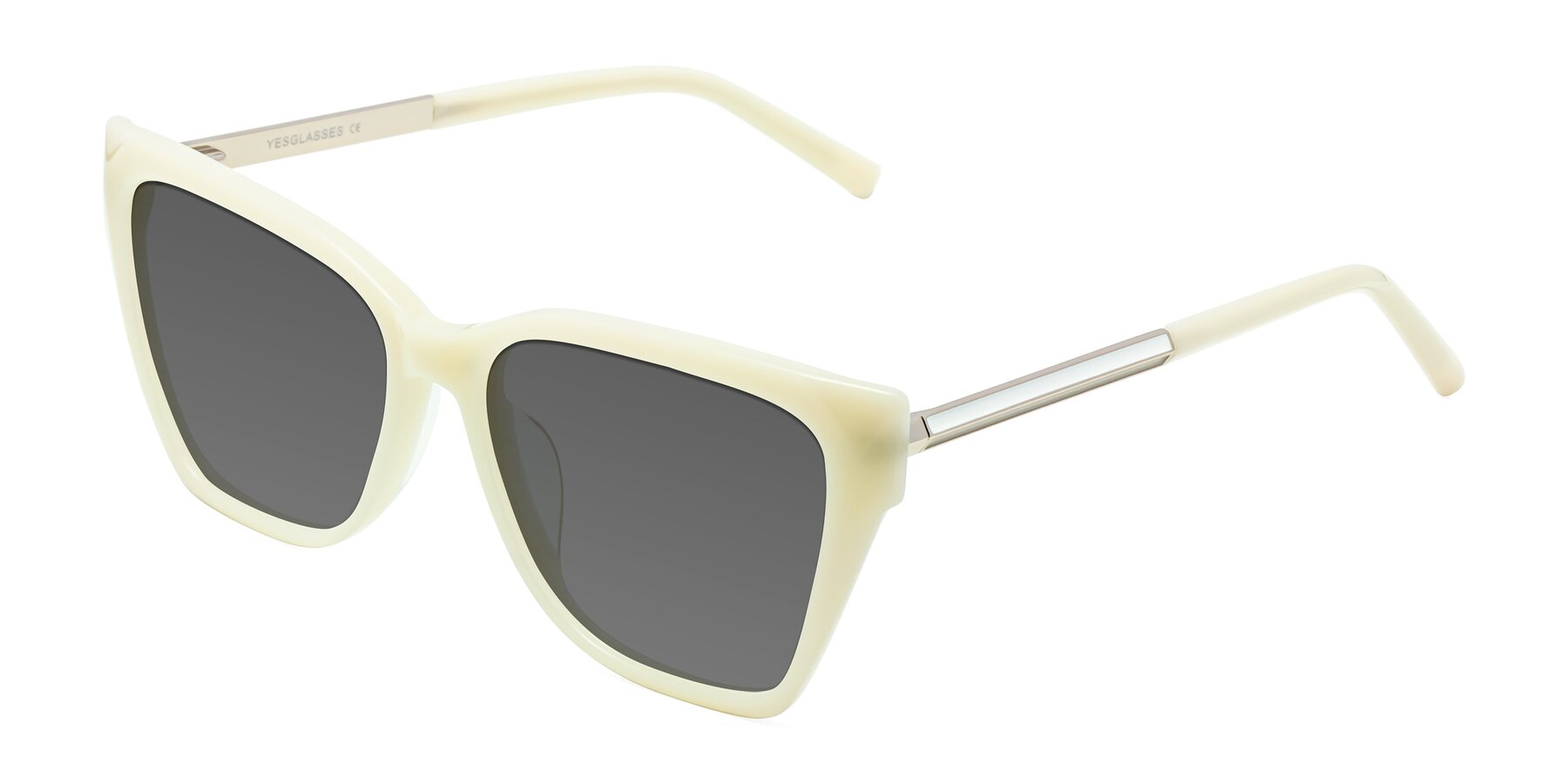 Angle of Swartz in Ivory with Medium Gray Tinted Lenses