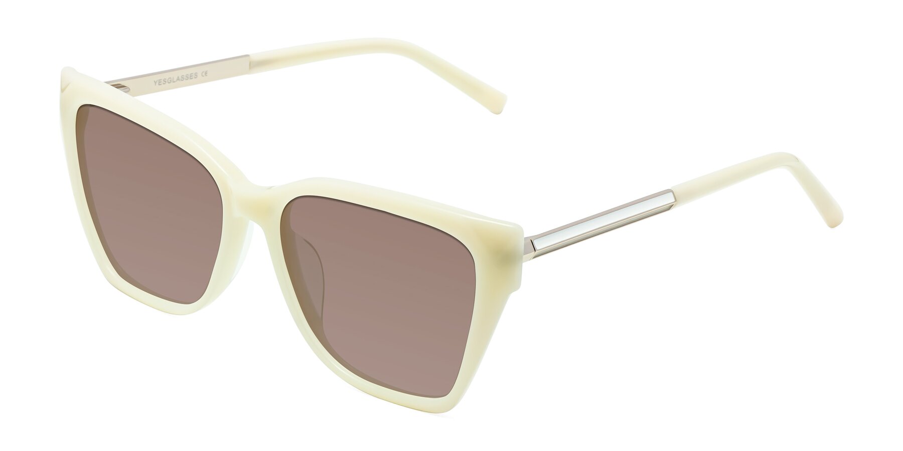 Angle of Swartz in Ivory with Medium Brown Tinted Lenses