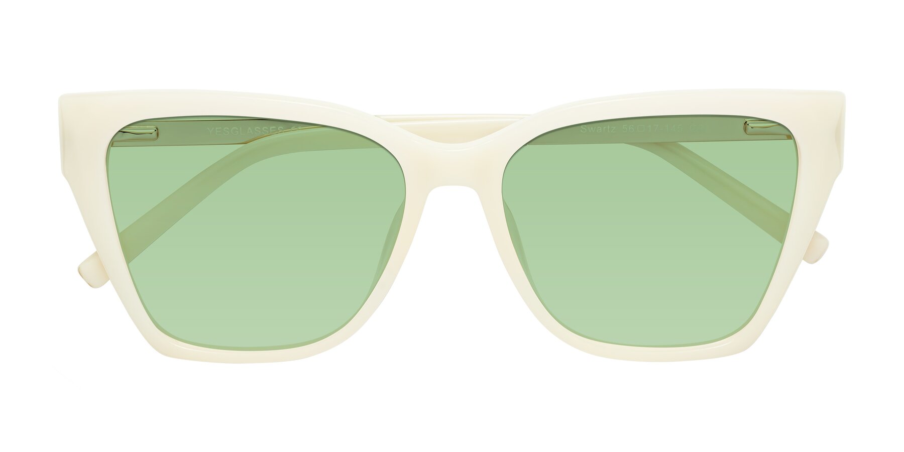 Folded Front of Swartz in Ivory with Medium Green Tinted Lenses