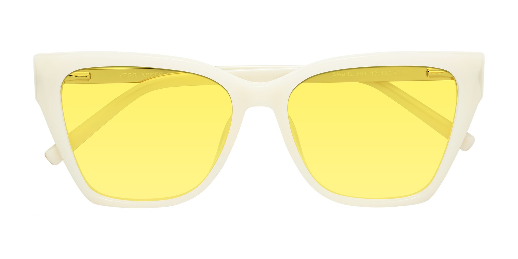 Folded Front of Swartz in Ivory with Medium Yellow Tinted Lenses