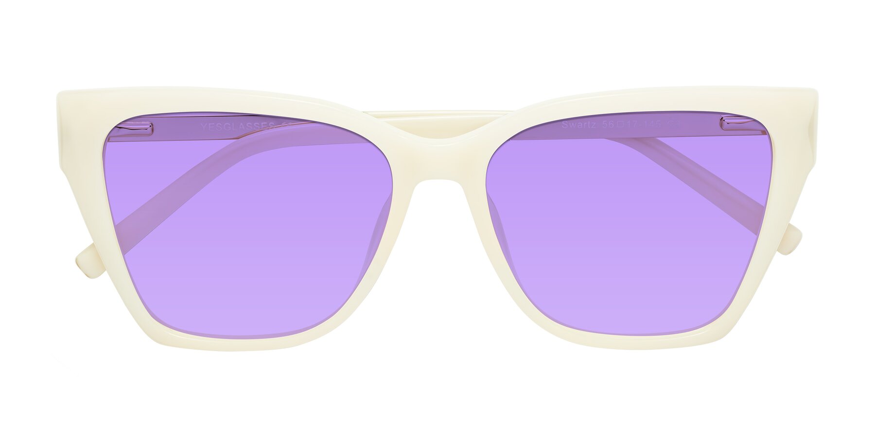 Folded Front of Swartz in Ivory with Medium Purple Tinted Lenses