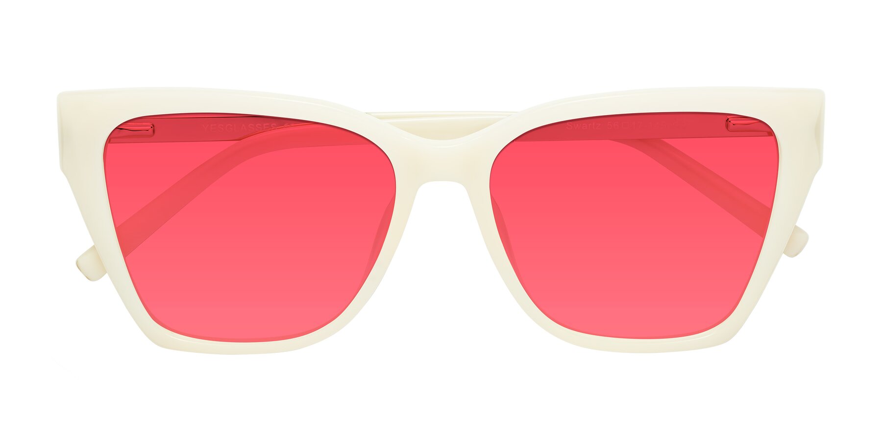 Folded Front of Swartz in Ivory with Red Tinted Lenses