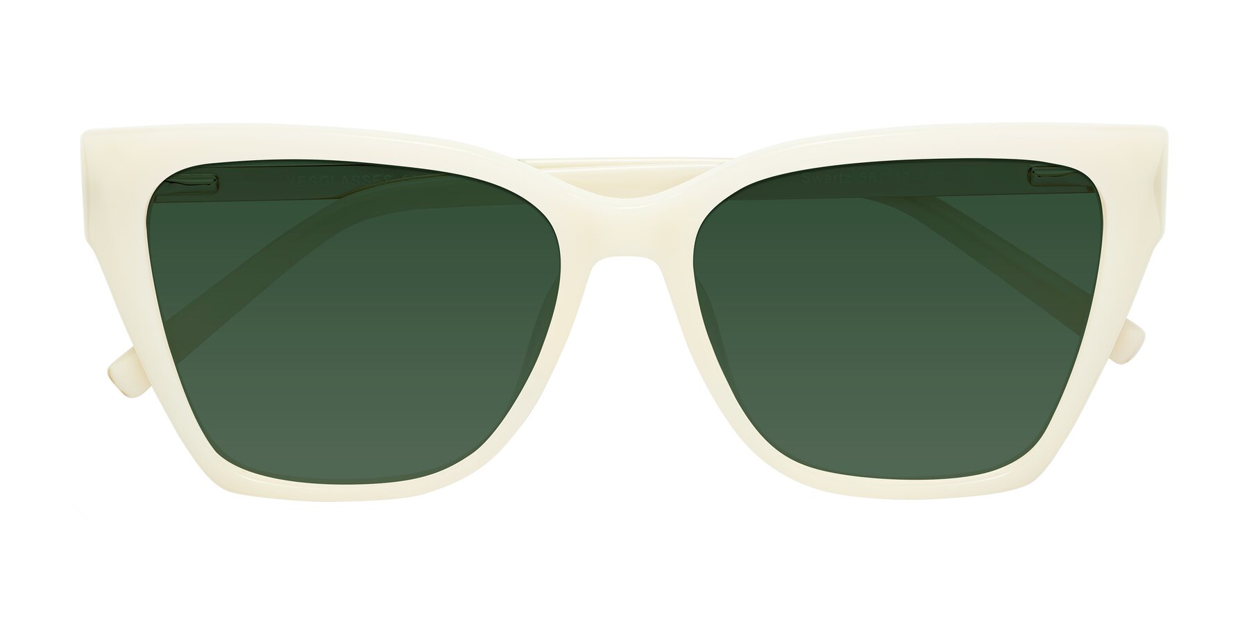 Folded Front of Swartz in Ivory with Green Tinted Lenses