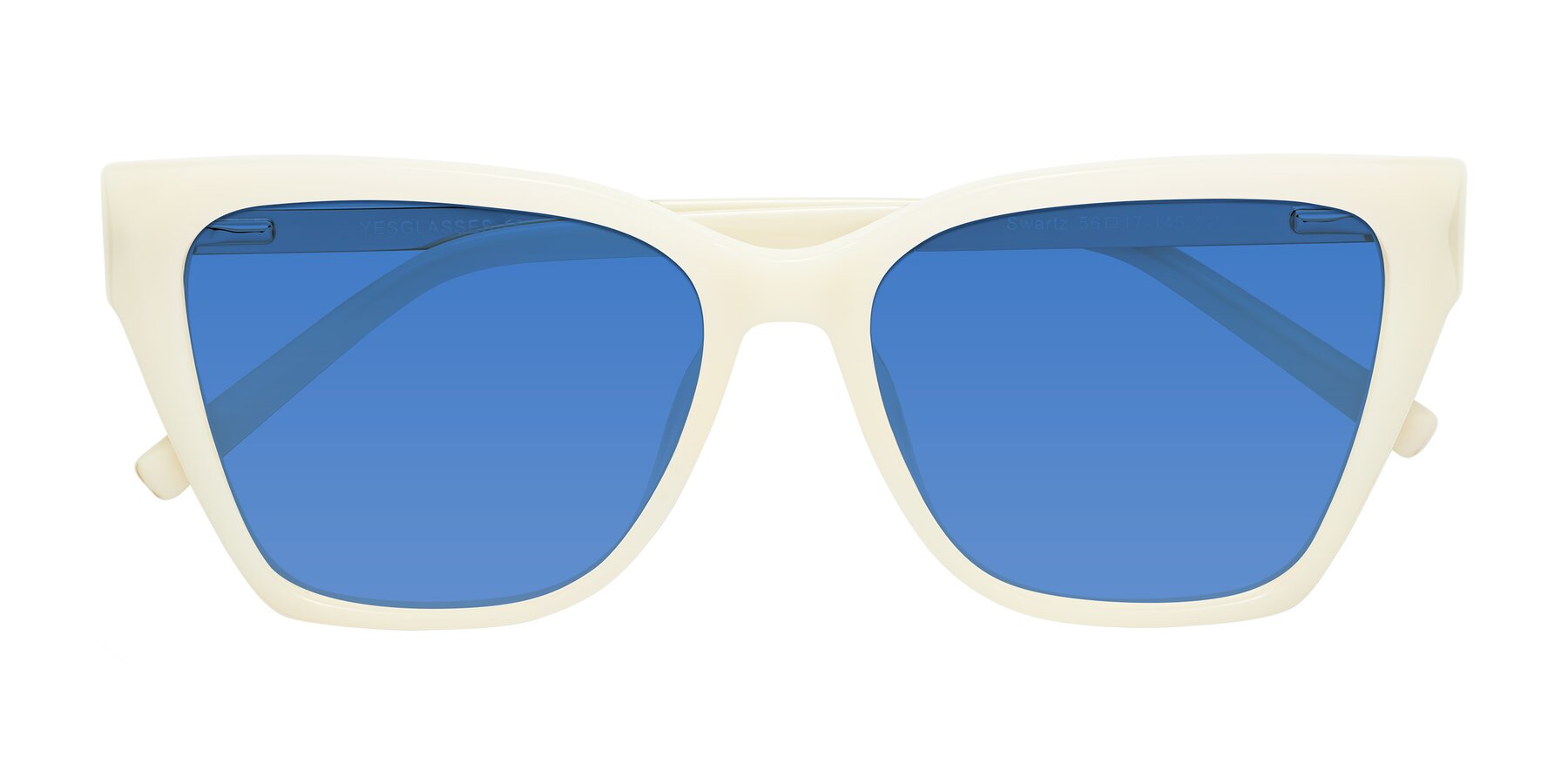 Folded Front of Swartz in Ivory with Blue Tinted Lenses