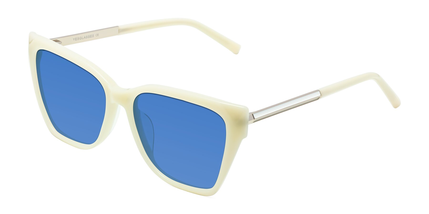 Angle of Swartz in Ivory with Blue Tinted Lenses