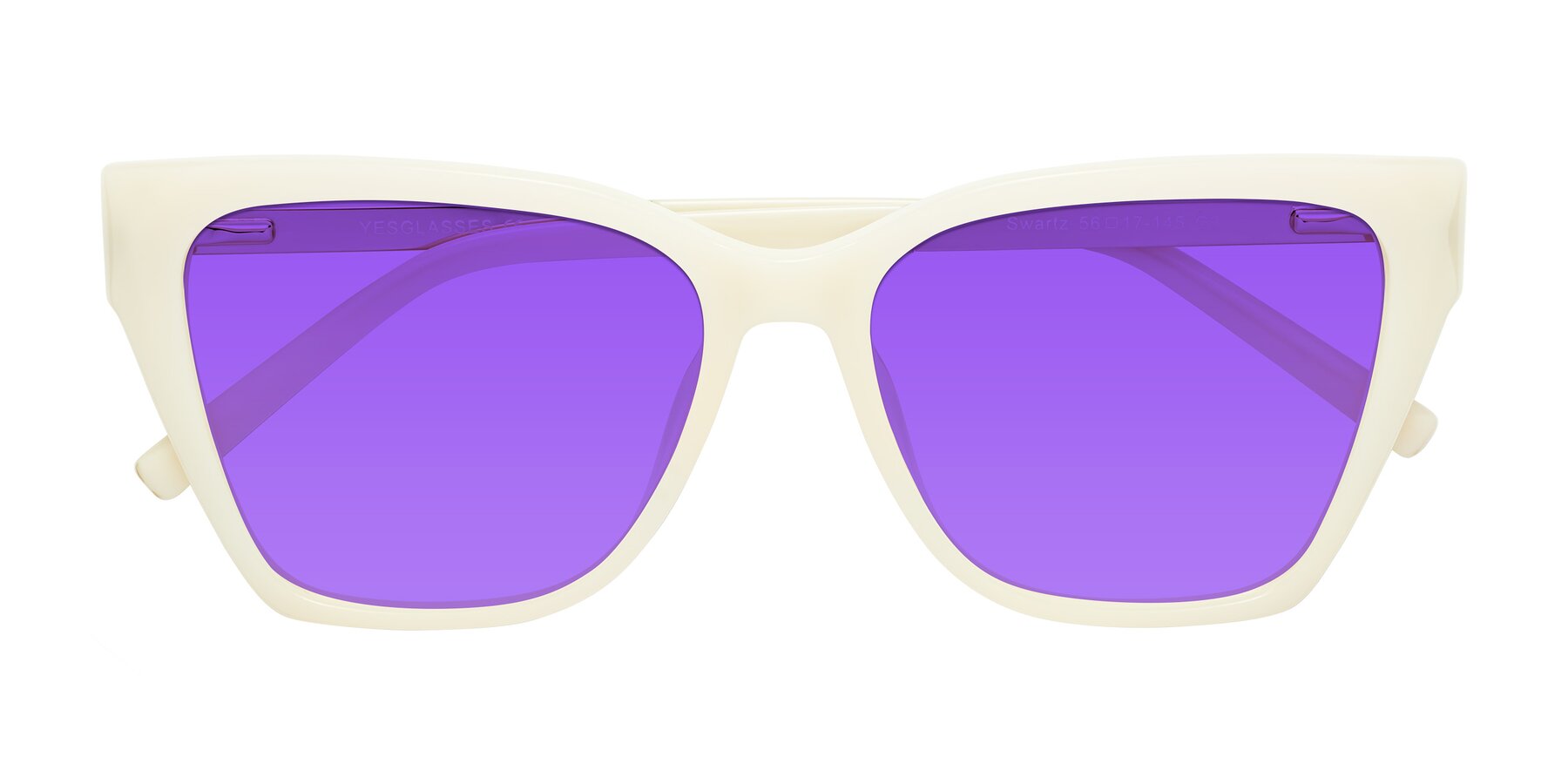 Folded Front of Swartz in Ivory with Purple Tinted Lenses