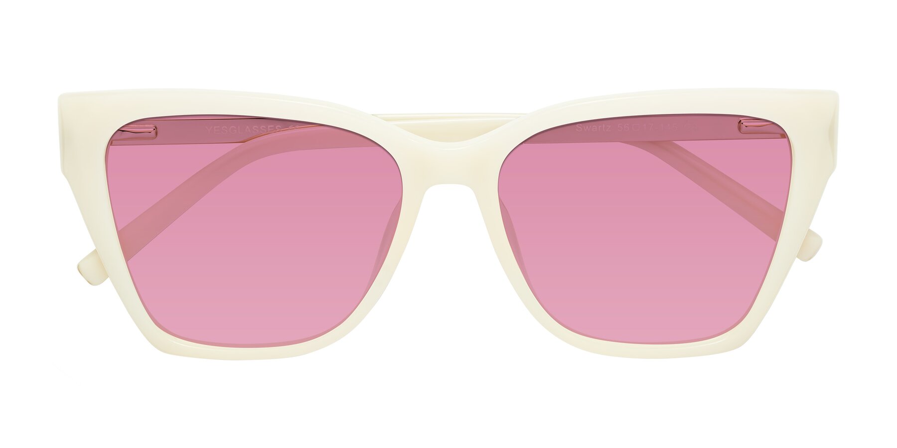 Folded Front of Swartz in Ivory with Medium Wine Tinted Lenses