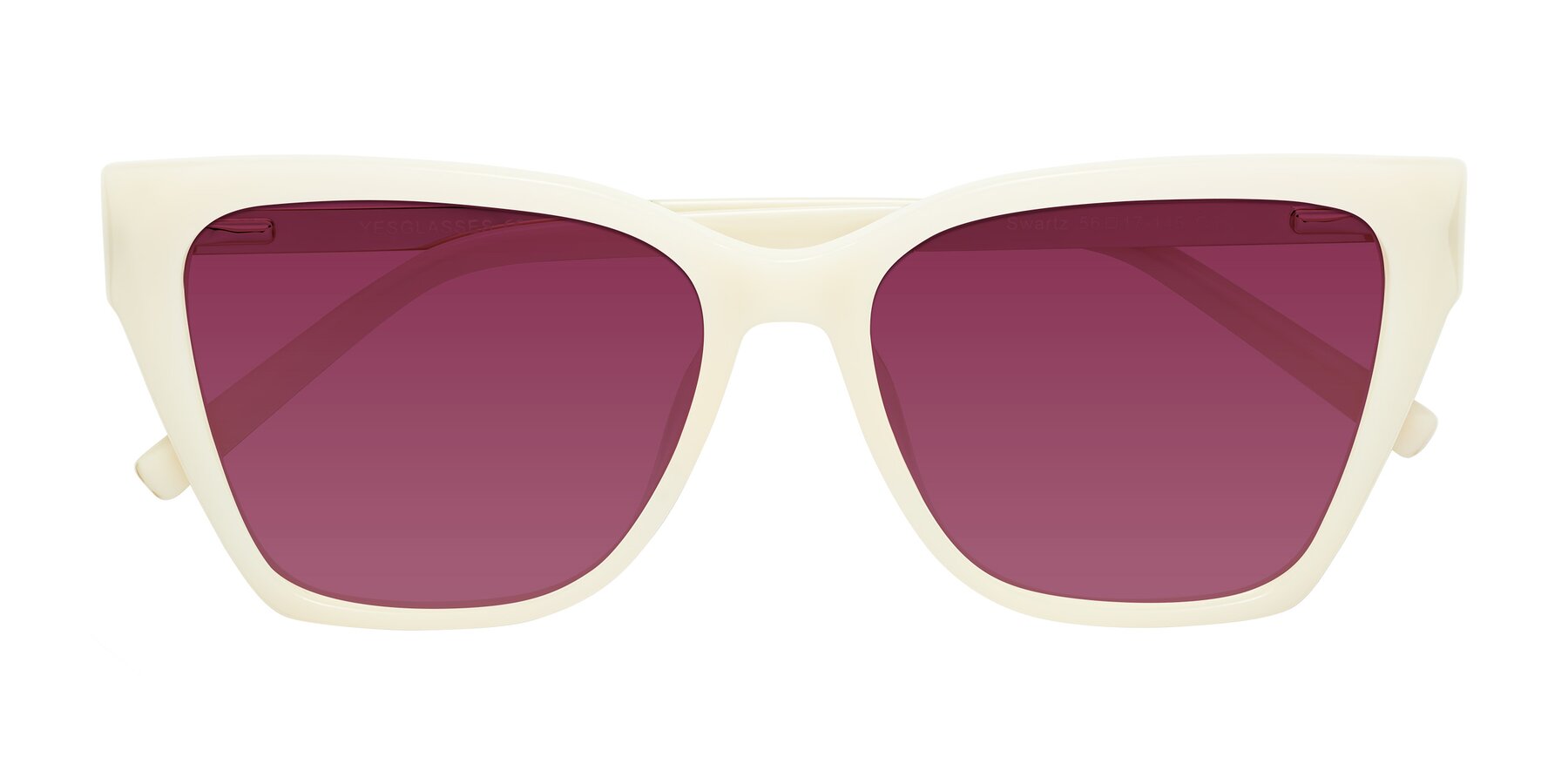 Folded Front of Swartz in Ivory with Wine Tinted Lenses