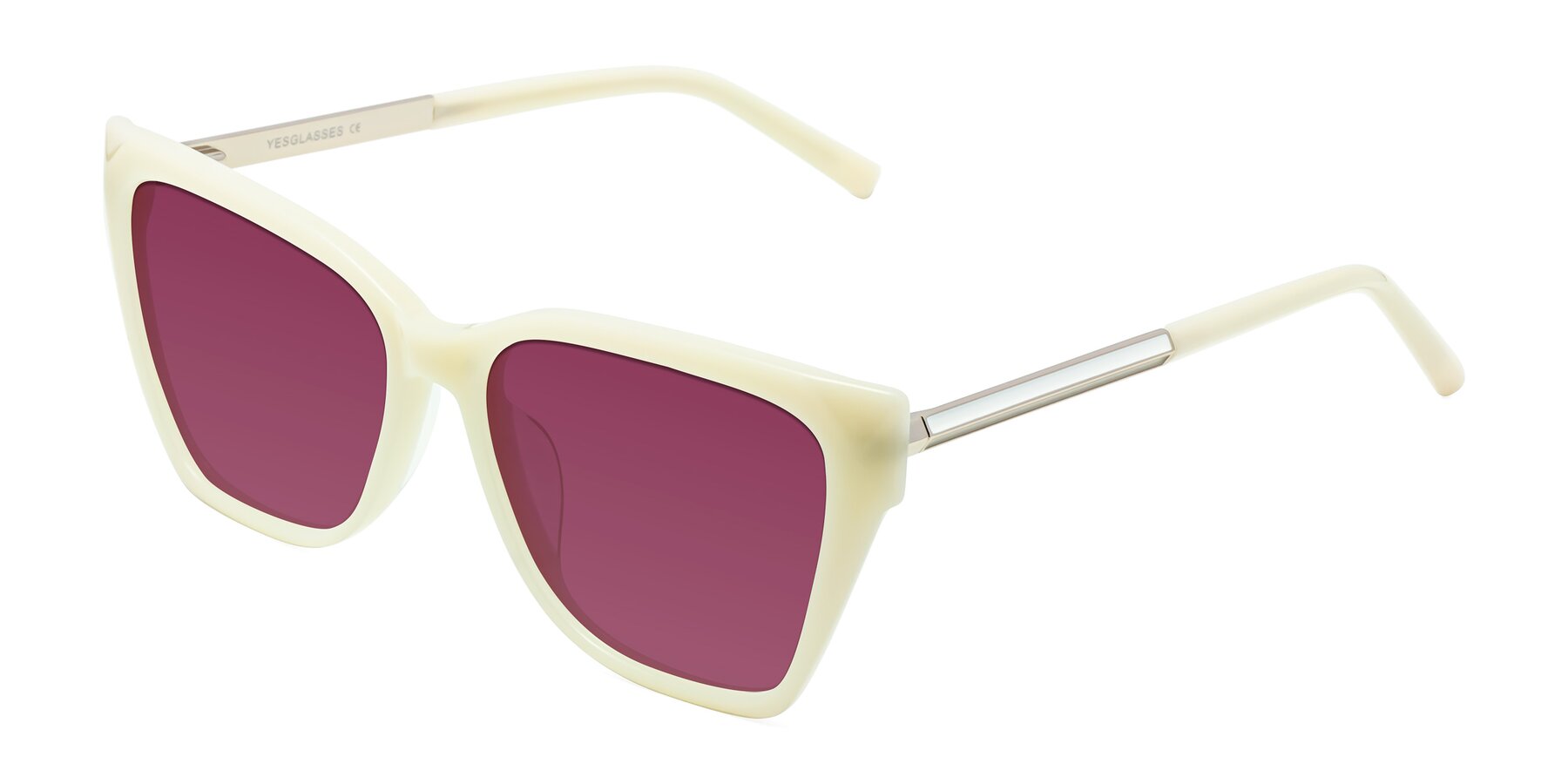 Angle of Swartz in Ivory with Wine Tinted Lenses