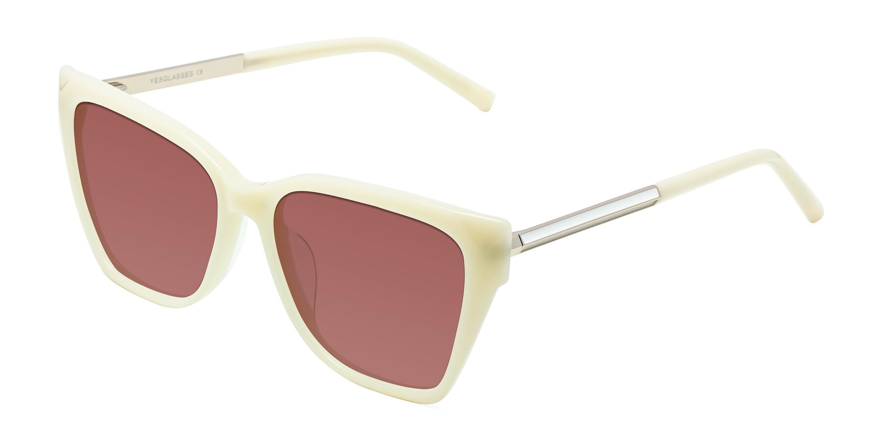 Angle of Swartz in Ivory with Garnet Tinted Lenses