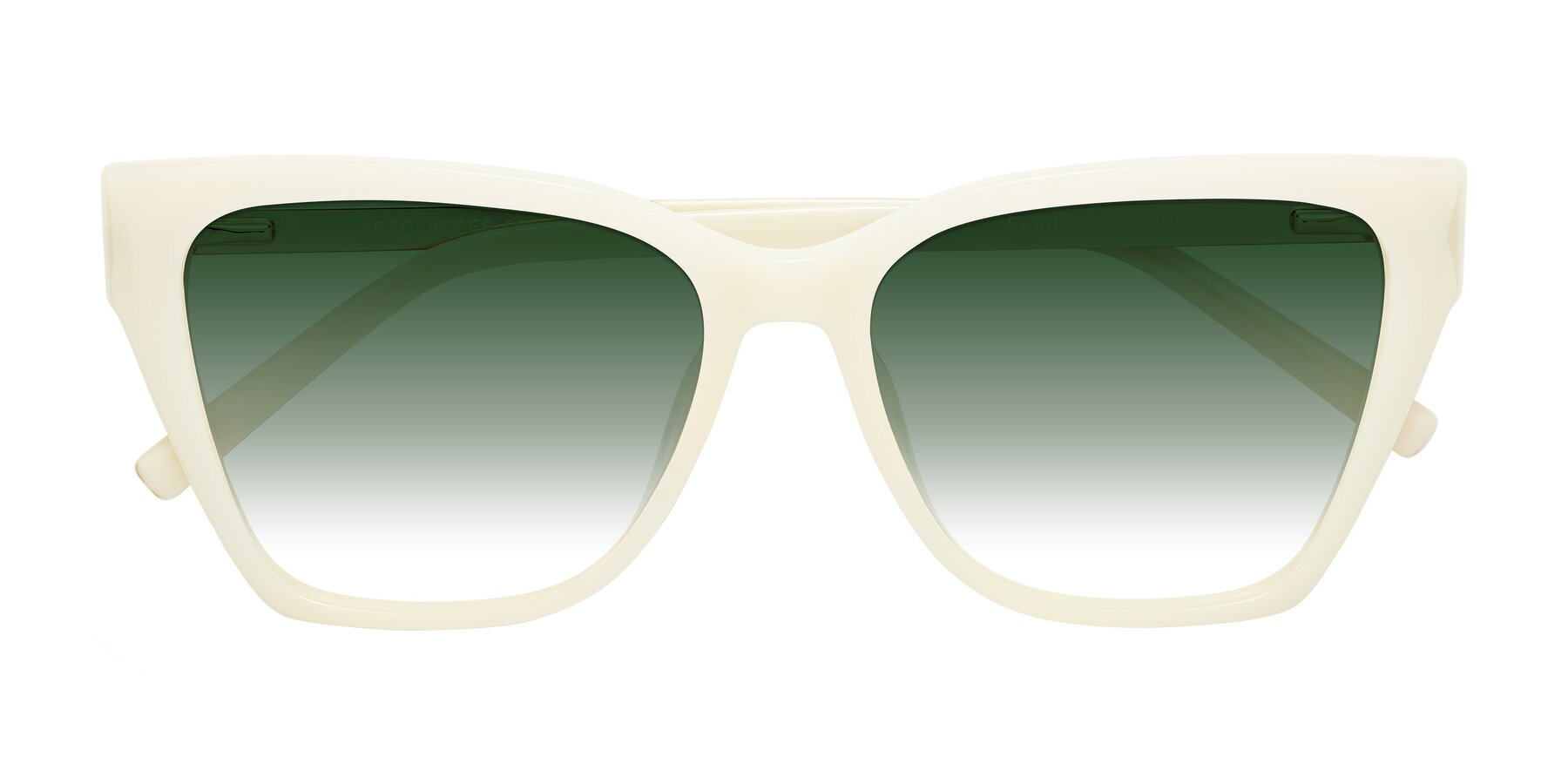 Folded Front of Swartz in Ivory with Green Gradient Lenses