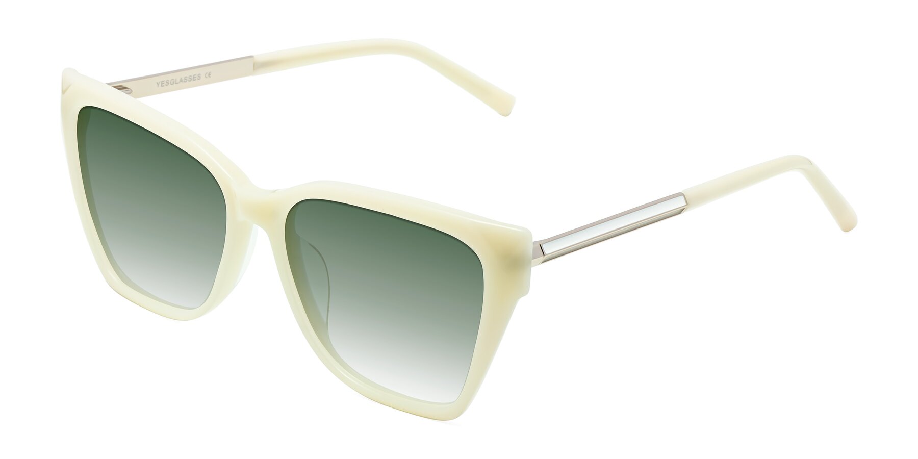 Angle of Swartz in Ivory with Green Gradient Lenses