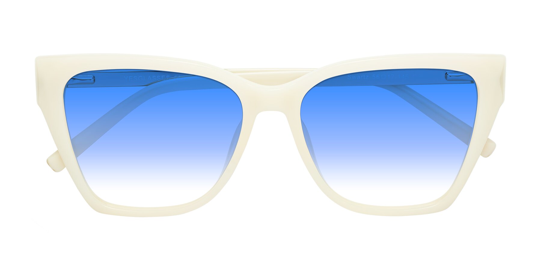 Folded Front of Swartz in Ivory with Blue Gradient Lenses