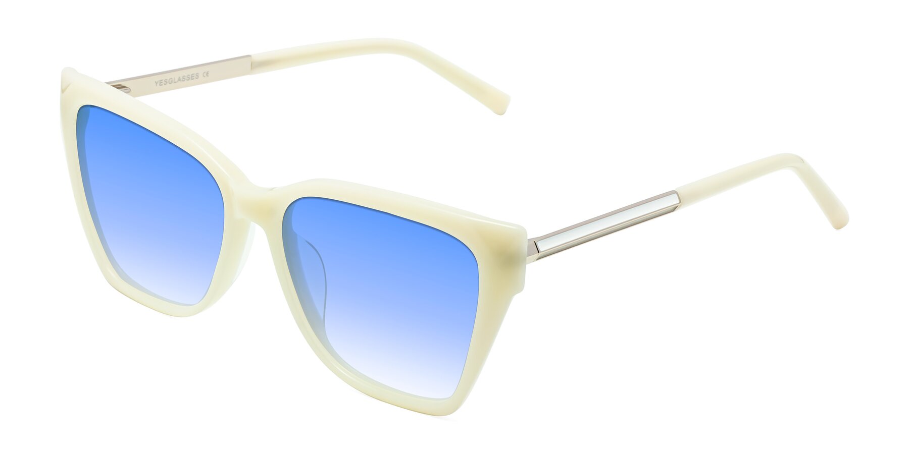 Angle of Swartz in Ivory with Blue Gradient Lenses