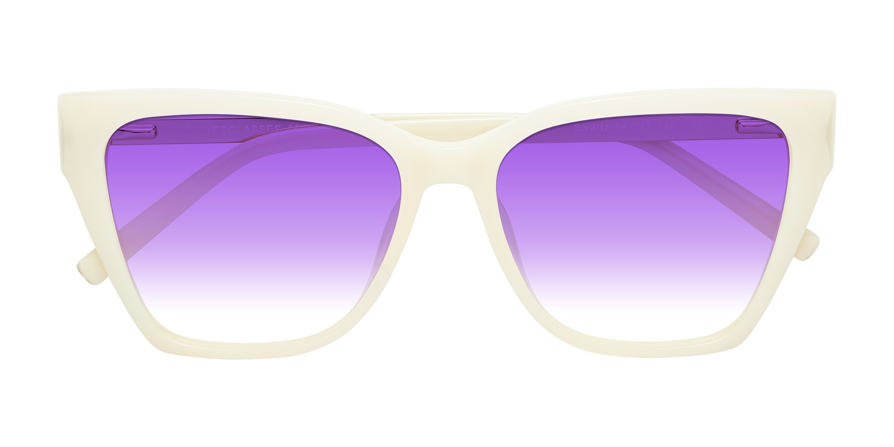 Folded Front of Swartz in Ivory with Purple Gradient Lenses