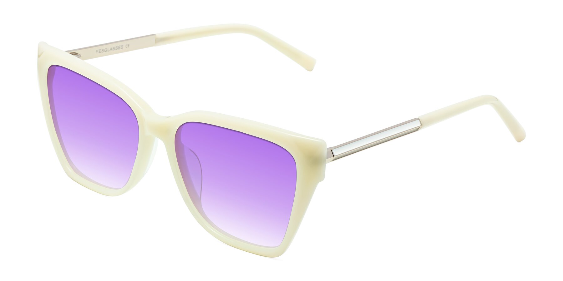Angle of Swartz in Ivory with Purple Gradient Lenses