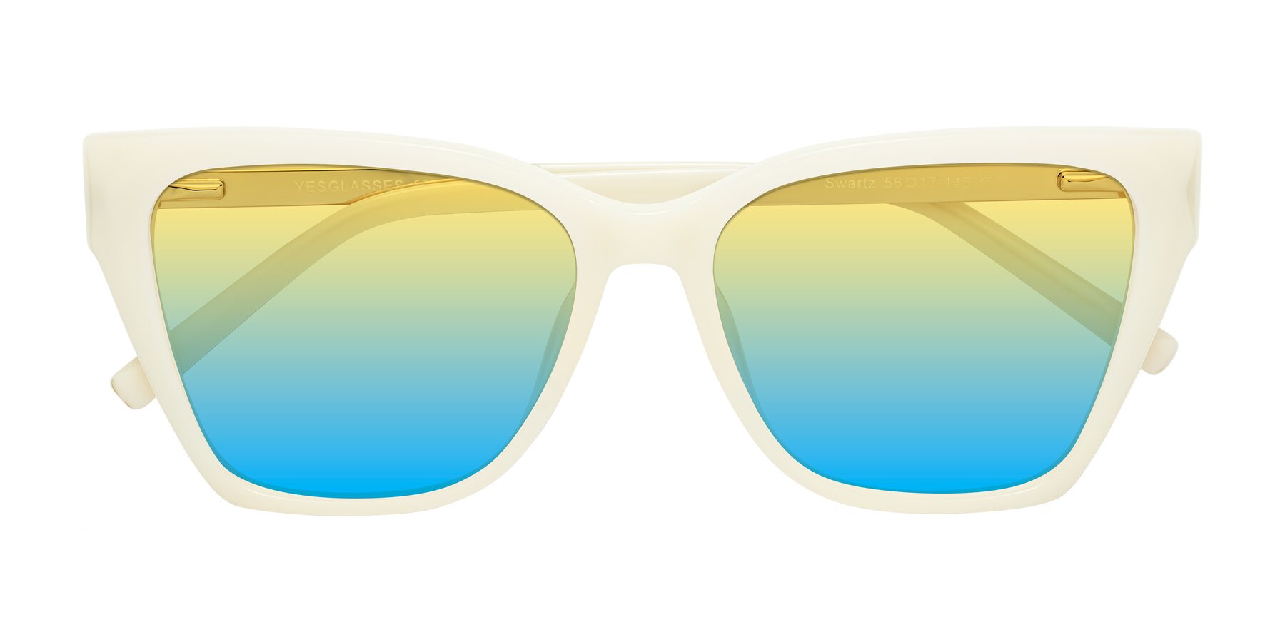 Folded Front of Swartz in Ivory with Yellow / Blue Gradient Lenses