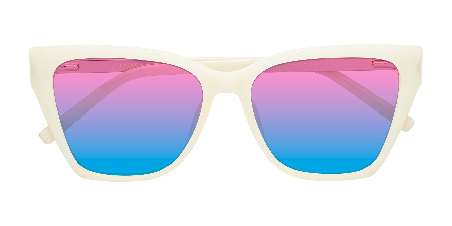 Folded Front of Swartz in Ivory with Pink / Blue Gradient Lenses