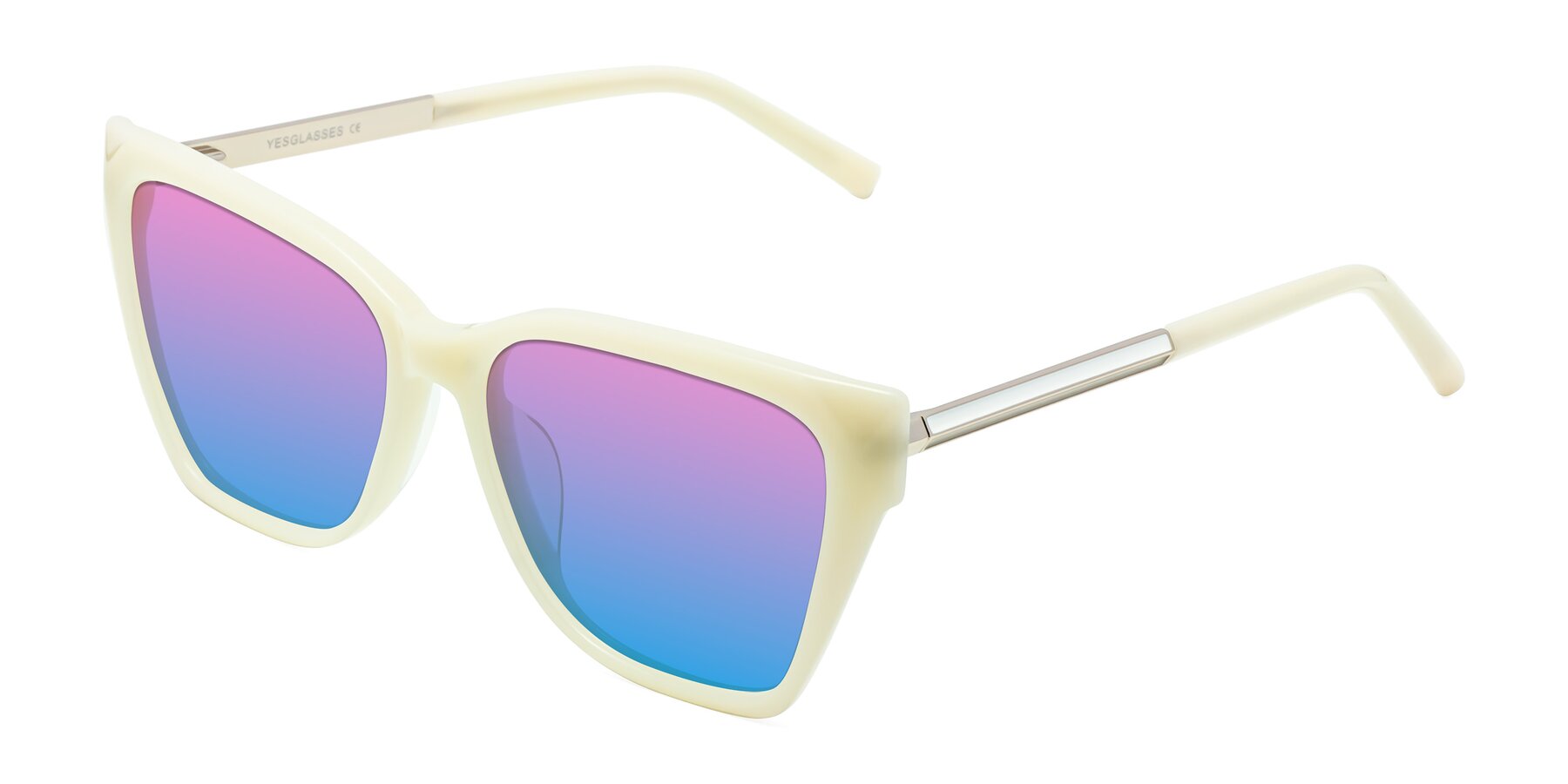 Angle of Swartz in Ivory with Pink / Blue Gradient Lenses