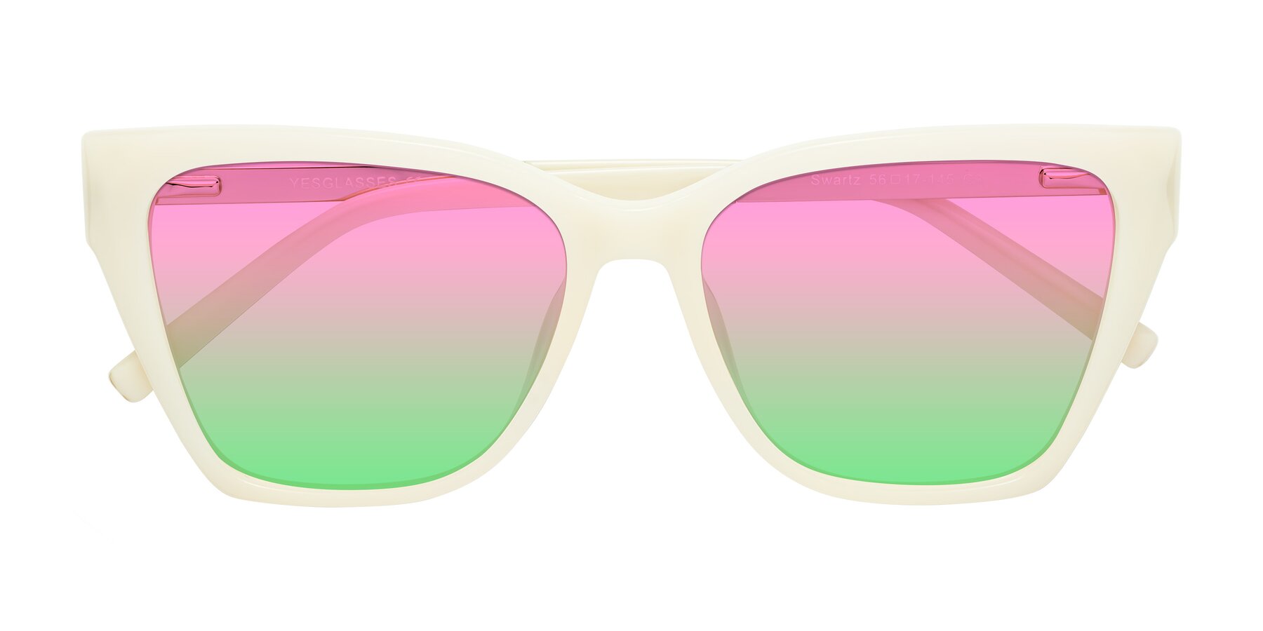 Folded Front of Swartz in Ivory with Pink / Green Gradient Lenses