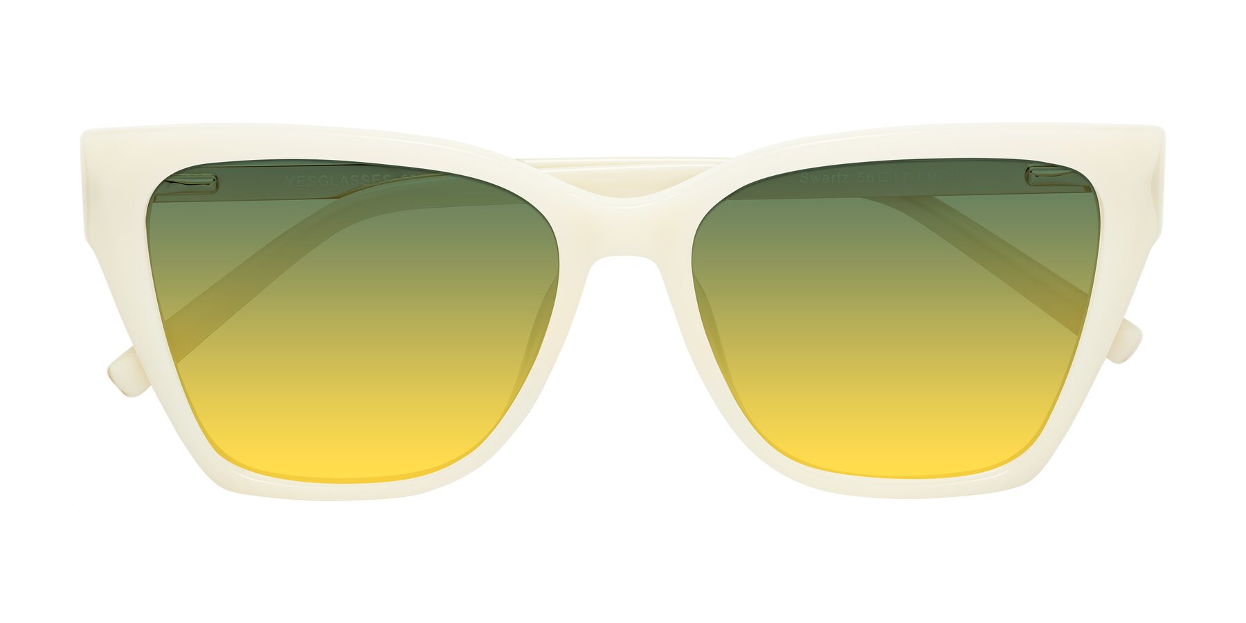 Folded Front of Swartz in Ivory with Green / Yellow Gradient Lenses