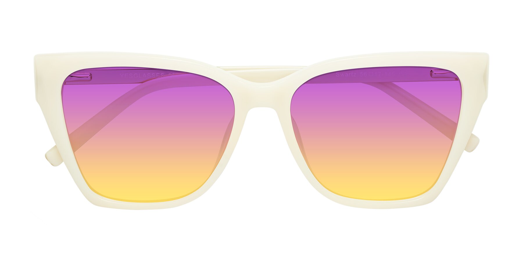 Folded Front of Swartz in Ivory with Purple / Yellow Gradient Lenses