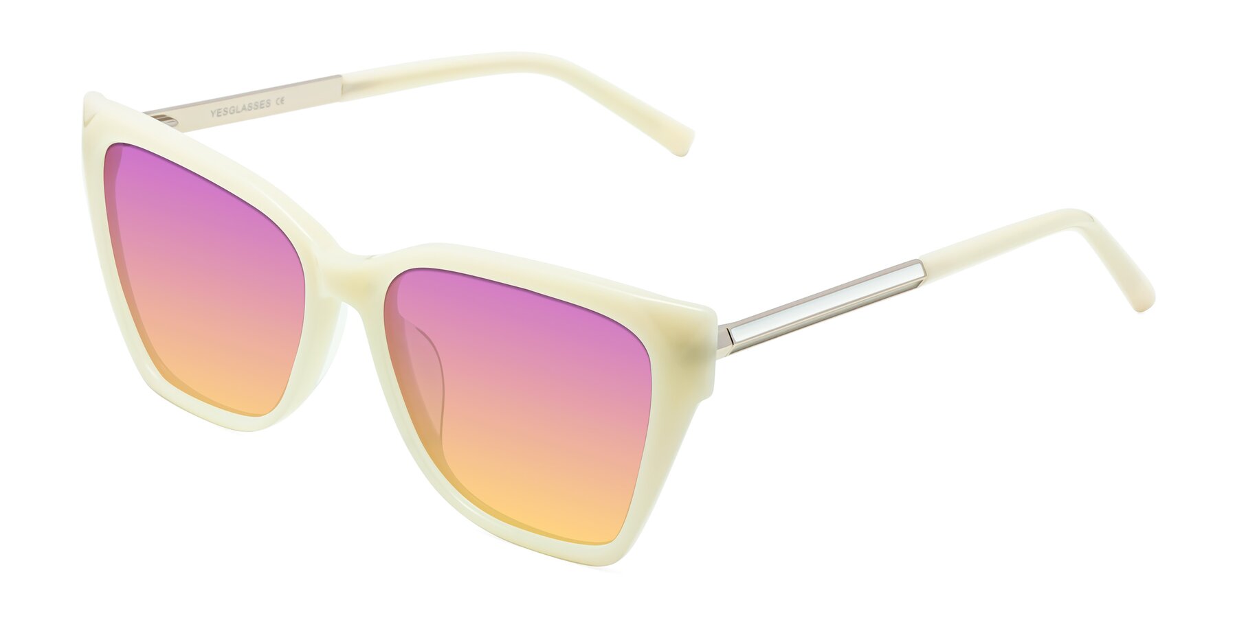 Angle of Swartz in Ivory with Purple / Yellow Gradient Lenses