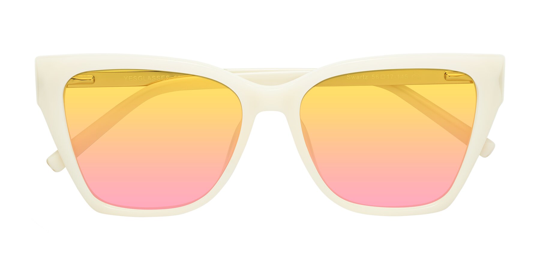 Folded Front of Swartz in Ivory with Yellow / Pink Gradient Lenses