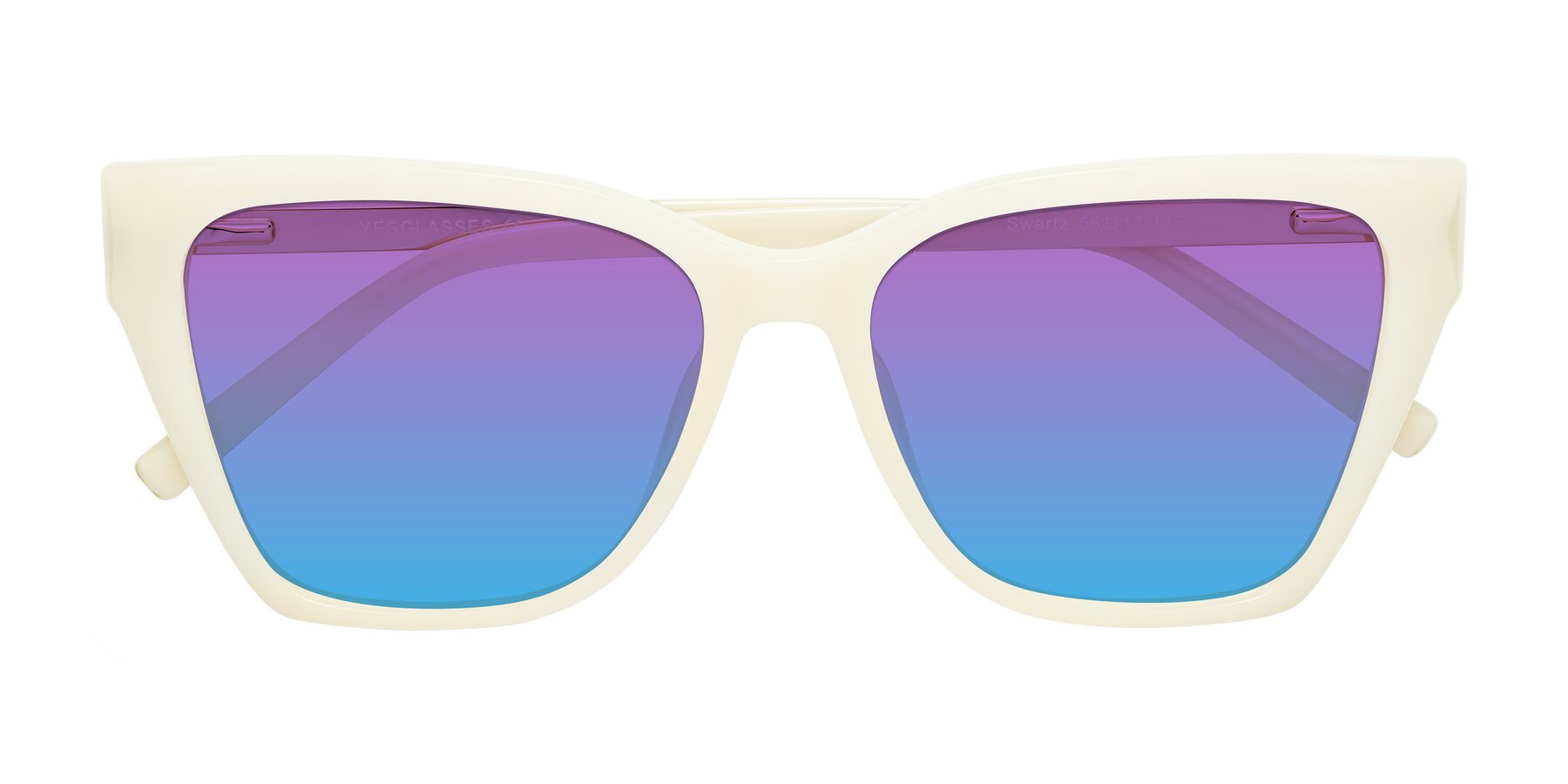 Folded Front of Swartz in Ivory with Purple / Blue Gradient Lenses
