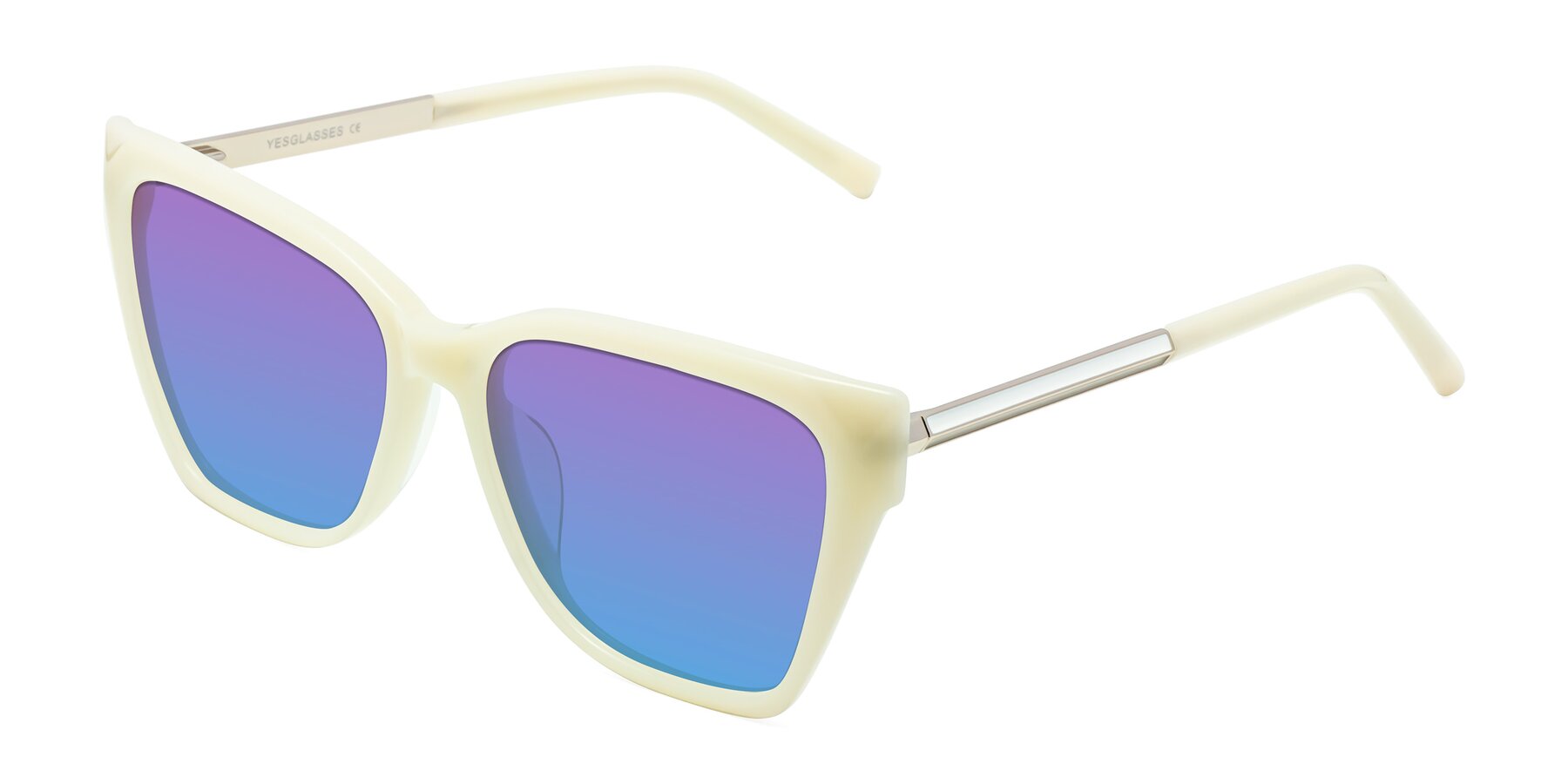Angle of Swartz in Ivory with Purple / Blue Gradient Lenses