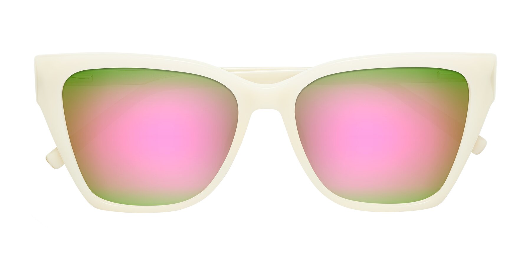 Folded Front of Swartz in Ivory with Pink Mirrored Lenses