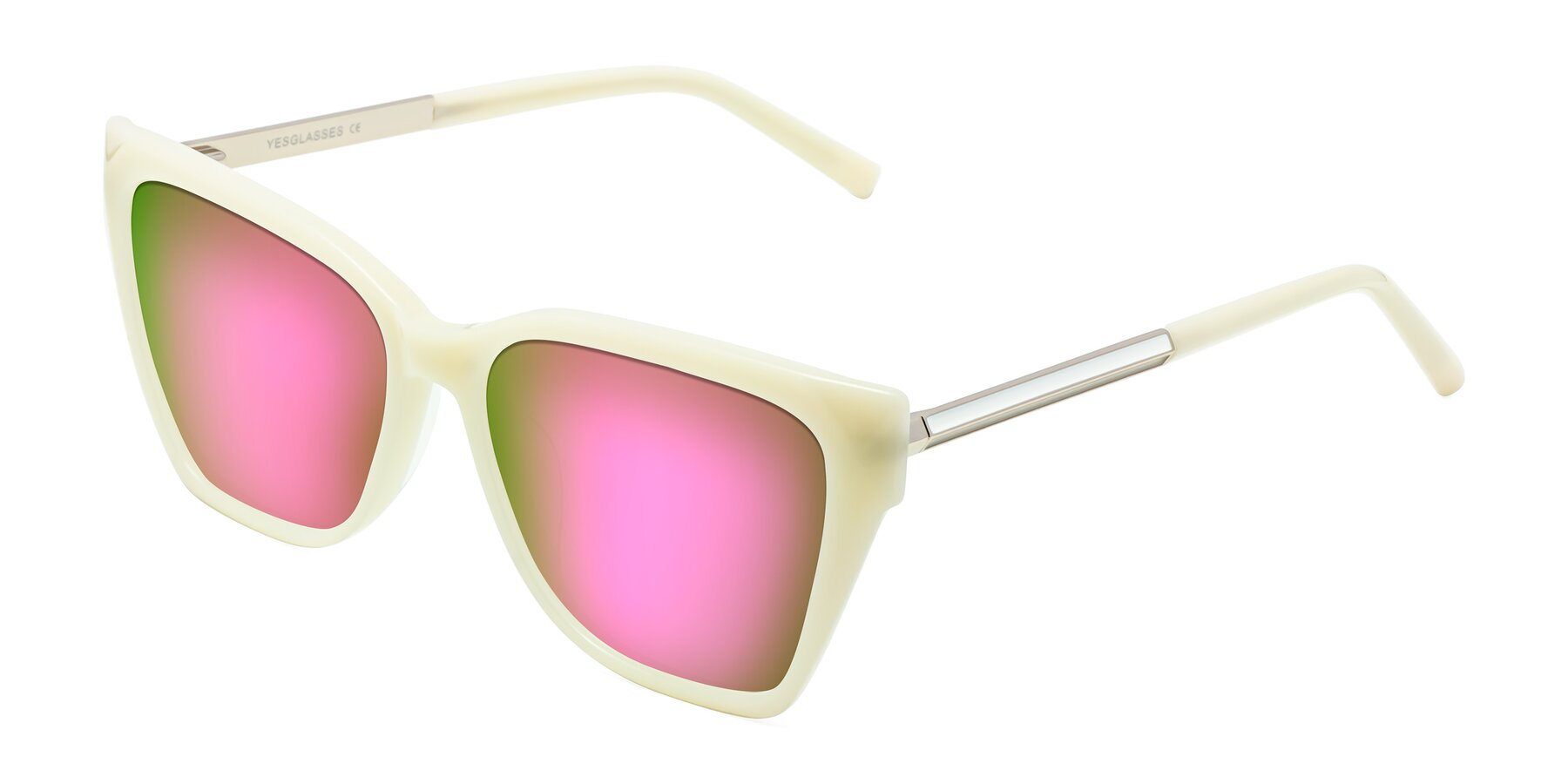 Angle of Swartz in Ivory with Pink Mirrored Lenses