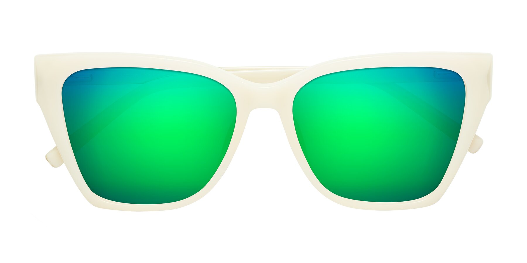 Folded Front of Swartz in Ivory with Green Mirrored Lenses