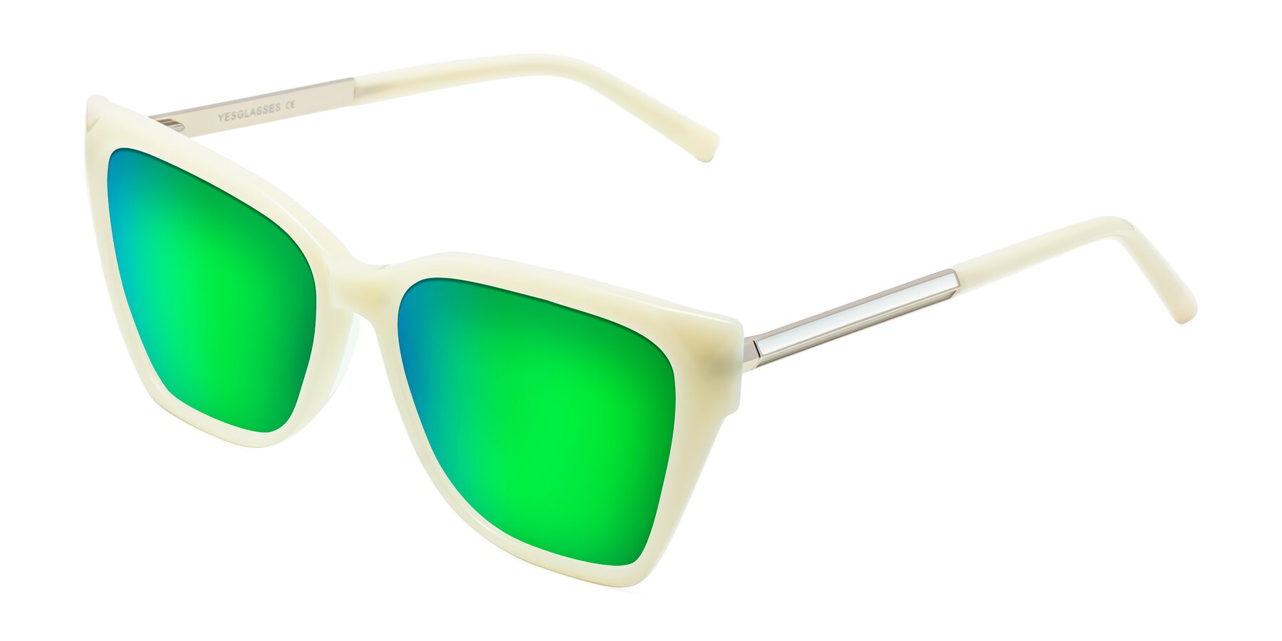 Angle of Swartz in Ivory with Green Mirrored Lenses