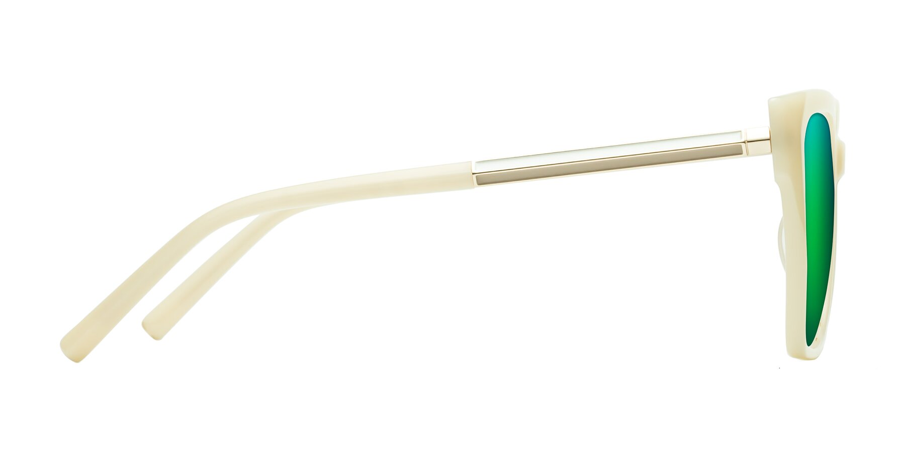 Side of Swartz in Ivory with Green Mirrored Lenses