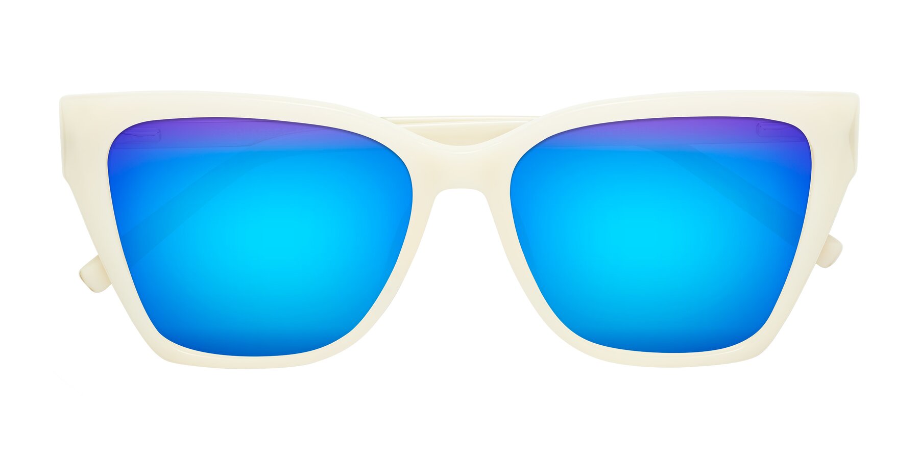 Folded Front of Swartz in Ivory with Blue Mirrored Lenses
