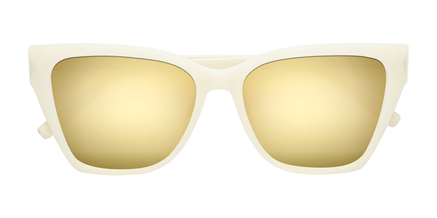 Folded Front of Swartz in Ivory with Gold Mirrored Lenses