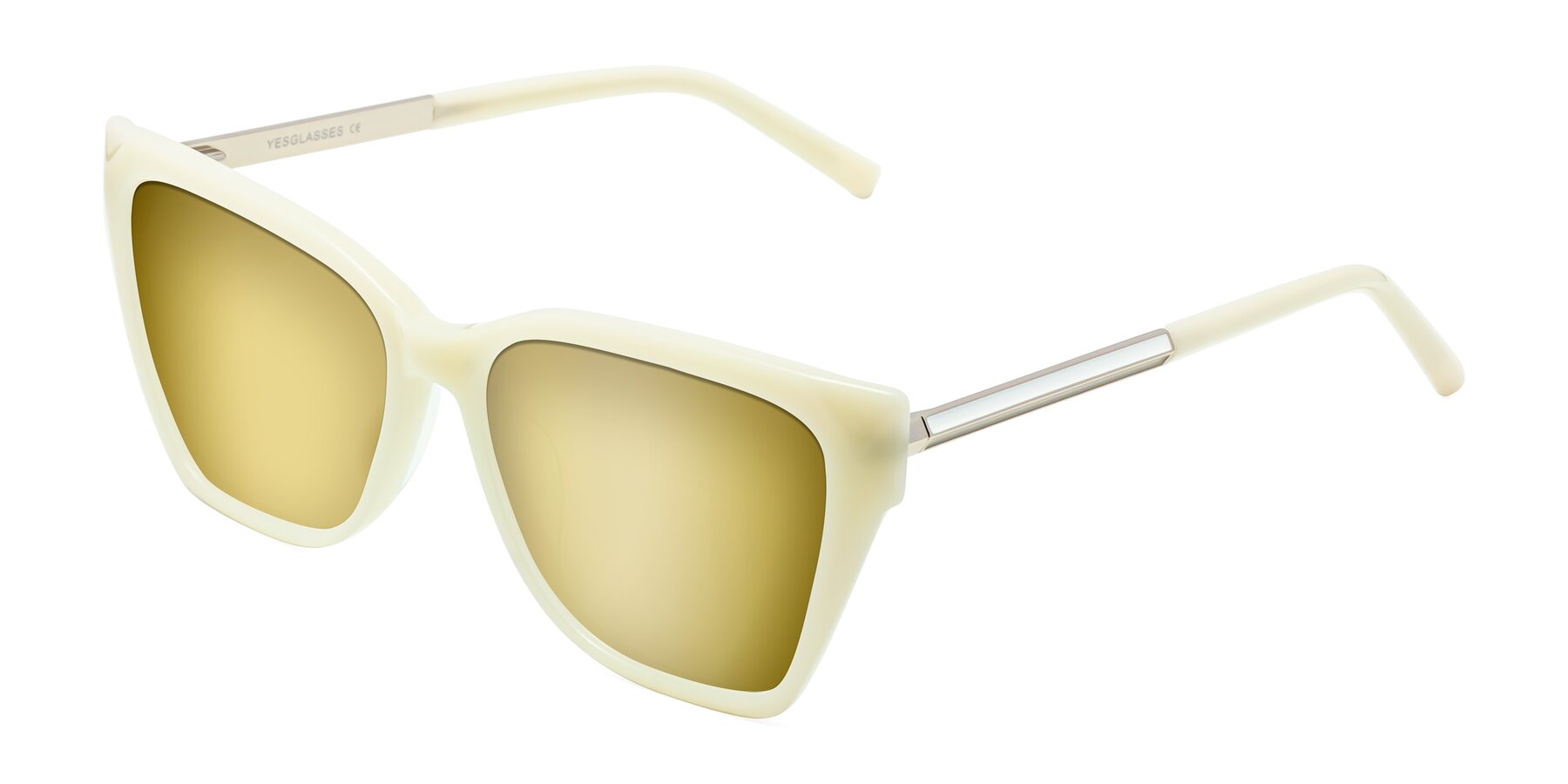 Angle of Swartz in Ivory with Gold Mirrored Lenses
