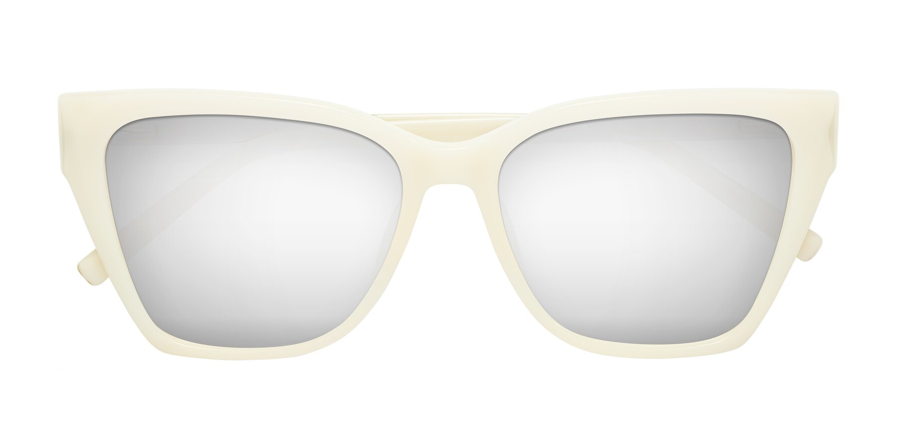 Folded Front of Swartz in Ivory with Silver Mirrored Lenses