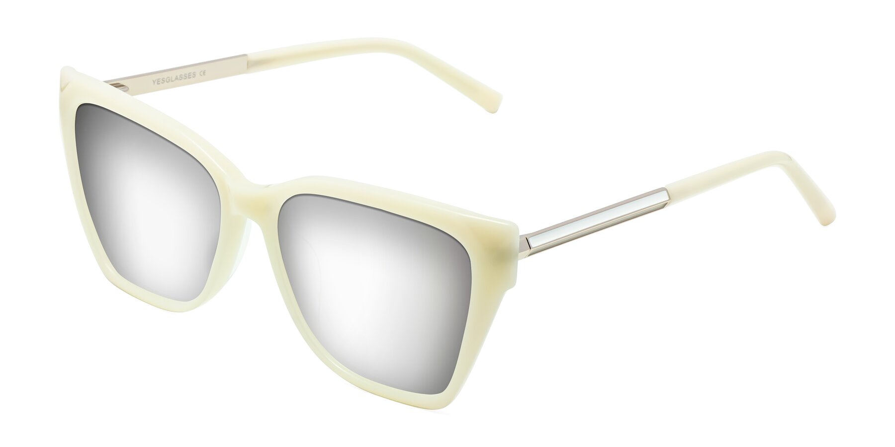 Angle of Swartz in Ivory with Silver Mirrored Lenses