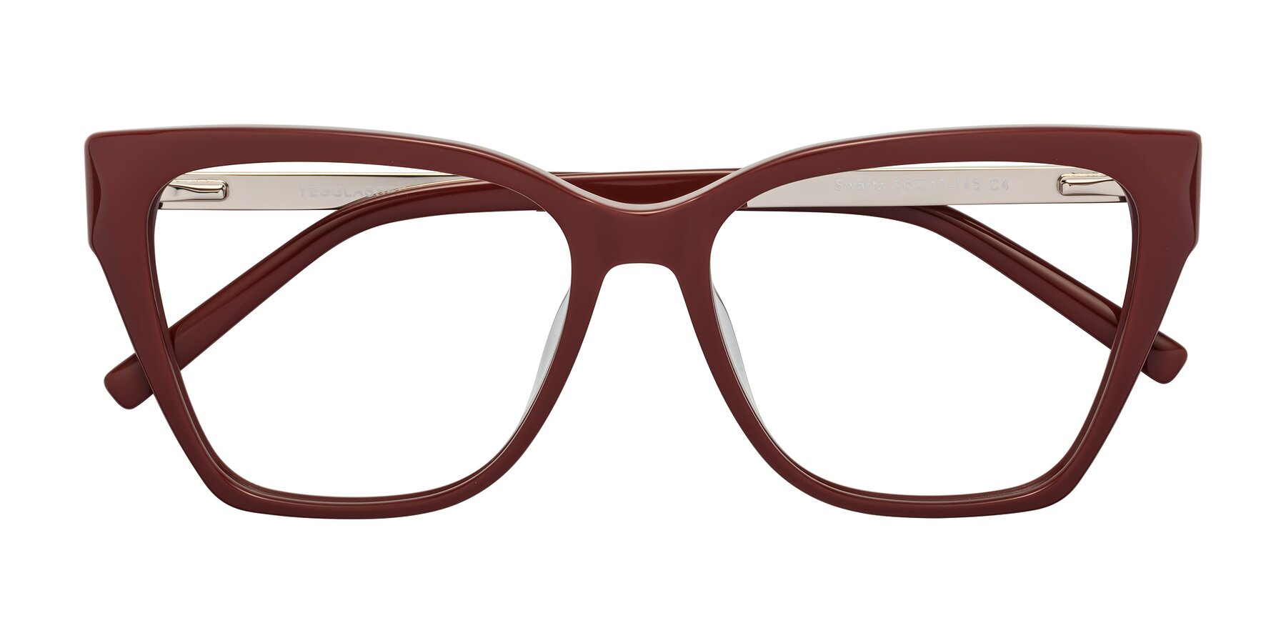 Folded Front of Swartz in Wine with Clear Reading Eyeglass Lenses