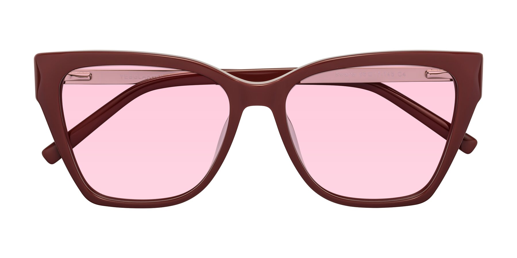 Folded Front of Swartz in Wine with Light Pink Tinted Lenses
