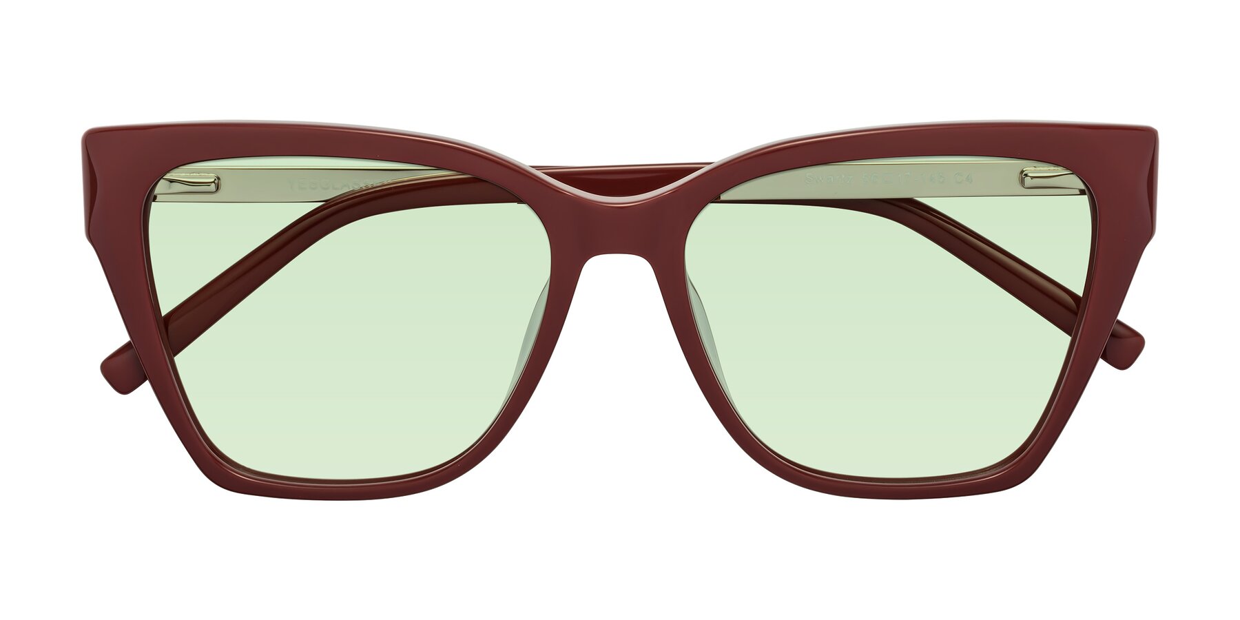 Folded Front of Swartz in Wine with Light Green Tinted Lenses