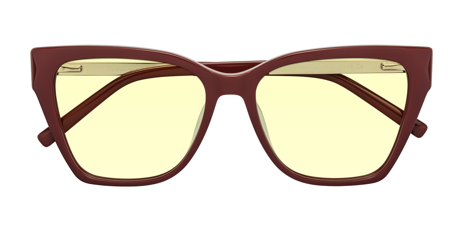 Folded Front of Swartz in Wine with Light Yellow Tinted Lenses