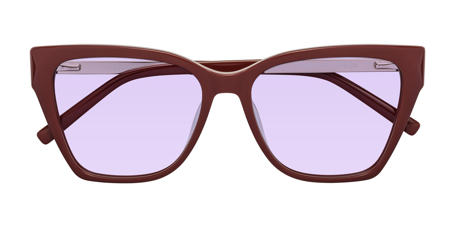 Folded Front of Swartz in Wine with Light Purple Tinted Lenses